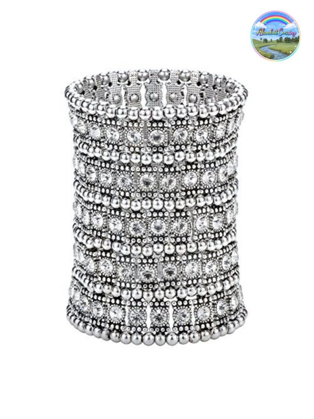 Women's Ballroom Rhinestone Stretch Cuff Bracelet, Lead & Nickel Free Alloy